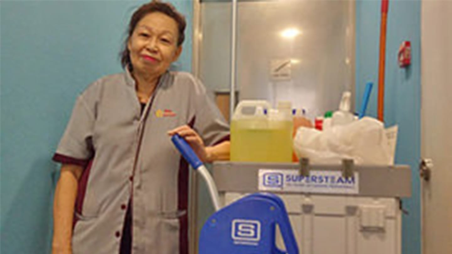 elderly female cleaner