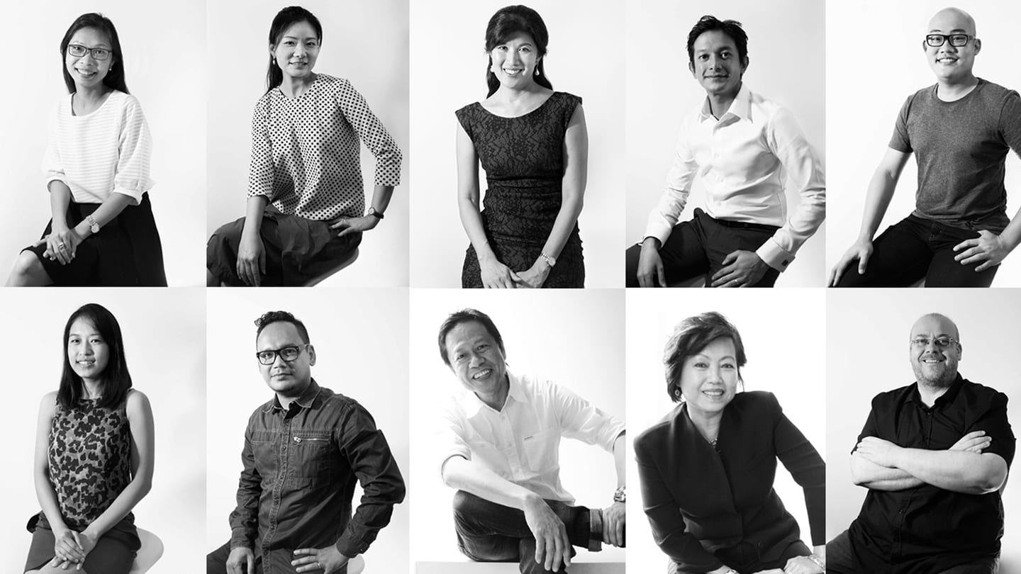 ten black and white corporate photos of people