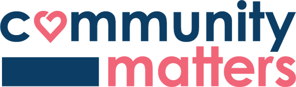 community matters logo with blue white-out rectangle