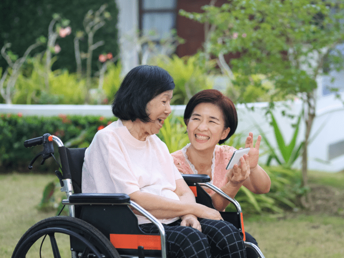Elderly with caregiver